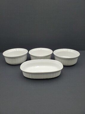 Corningware French White Individual Casseroles Small Baking Dishes Soup Bowls